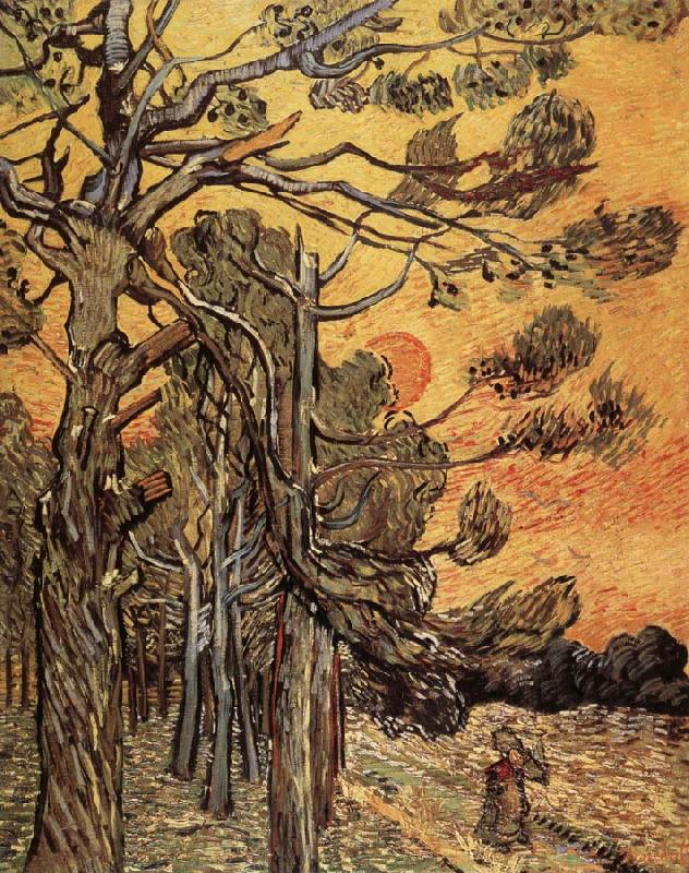 Vincent Van Gogh Pine trees against an evening Sky Spain oil painting art